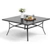 60" Square Metal Outdoor Dining Table, Large Patio Furniture 8 Person Table with 1.57" Umbrella Hole (Brown) 1