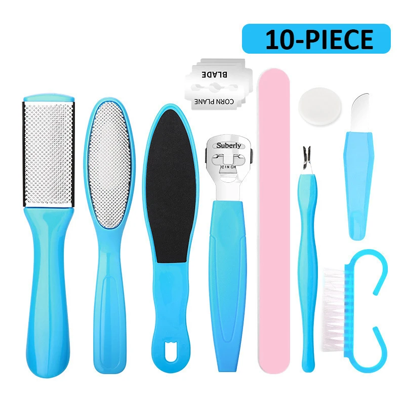 Foot Care Brush 8/10 in 1 Pedicure Set Peeling and Exfoliating Calluses Foot Scrubbing Brush Stainless Steel Double-sided Foot Care Pedal Stone