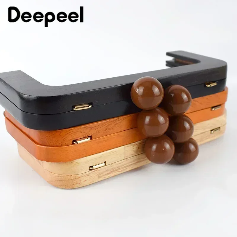 1Pc Deepeel 20cm Bag Frame Wood Handle Wooden Bags Closure Kiss Clasp Purse Frames Lock Buckles DIY Accessories for Handbags