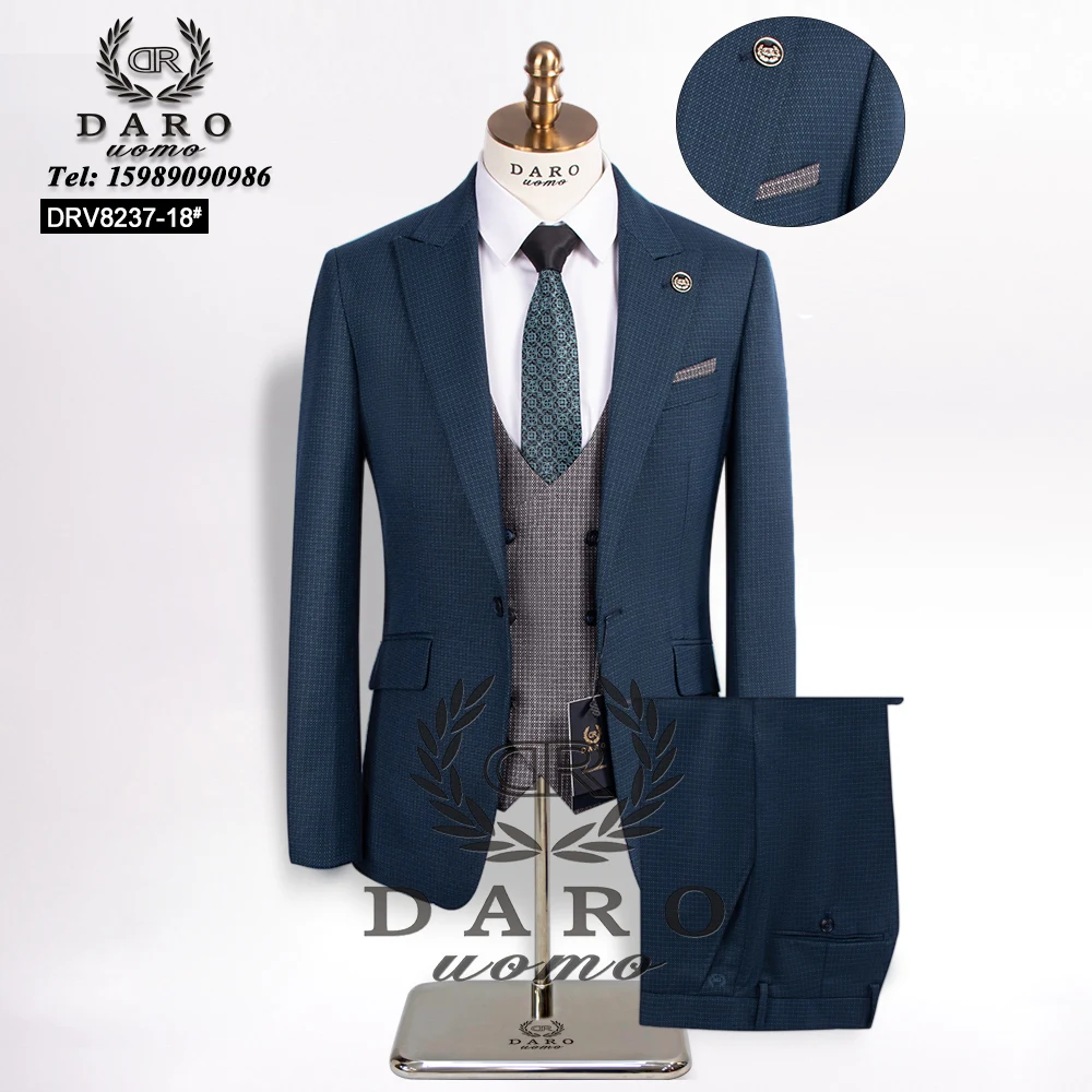 2024 DAROuomo Mens Suit terno Slim Fit Casual one button Fashion Grid Blazer Side Vent Jacket and Pant for Wedding Party DRV8237 4