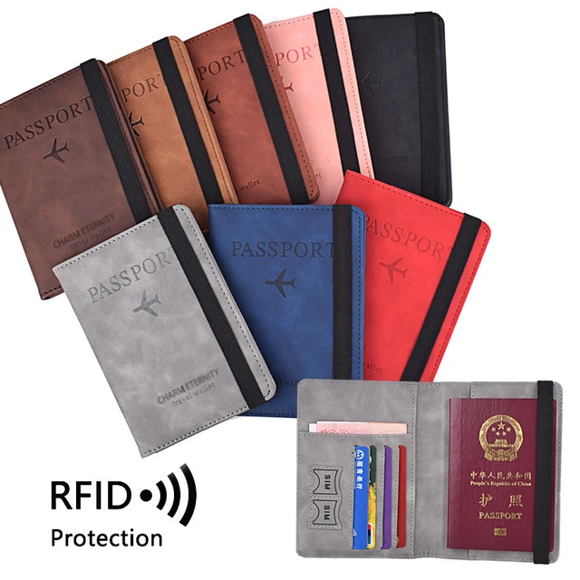 New Leather Bag Travel Passport Protection Cover Passport Clip Pu