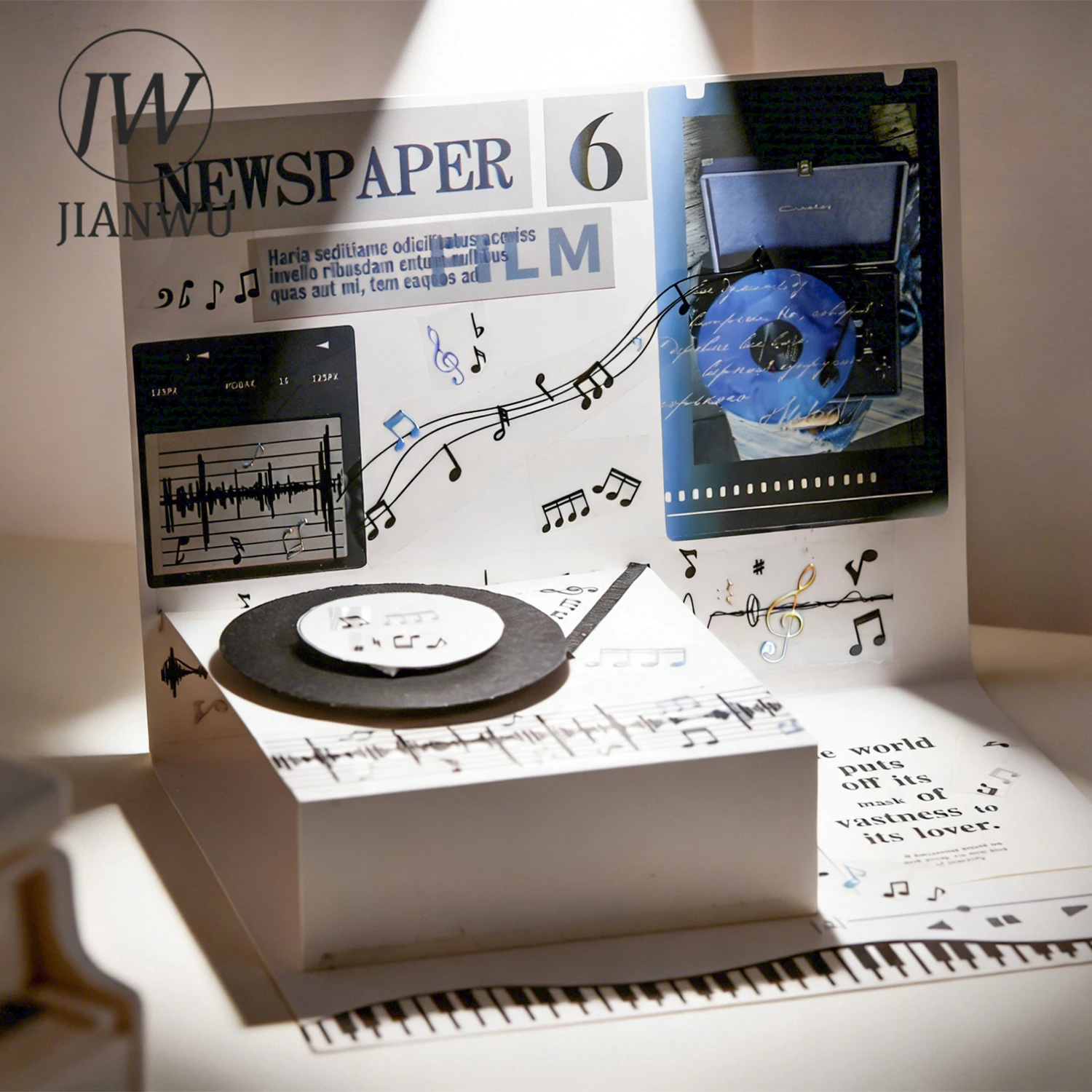 JIANWU Music Flows 시리즈 빈티지 악보 풍경 소재 콜라주 스크랩북 PET 테이프 크리에이티브 DIY 저널 문구류