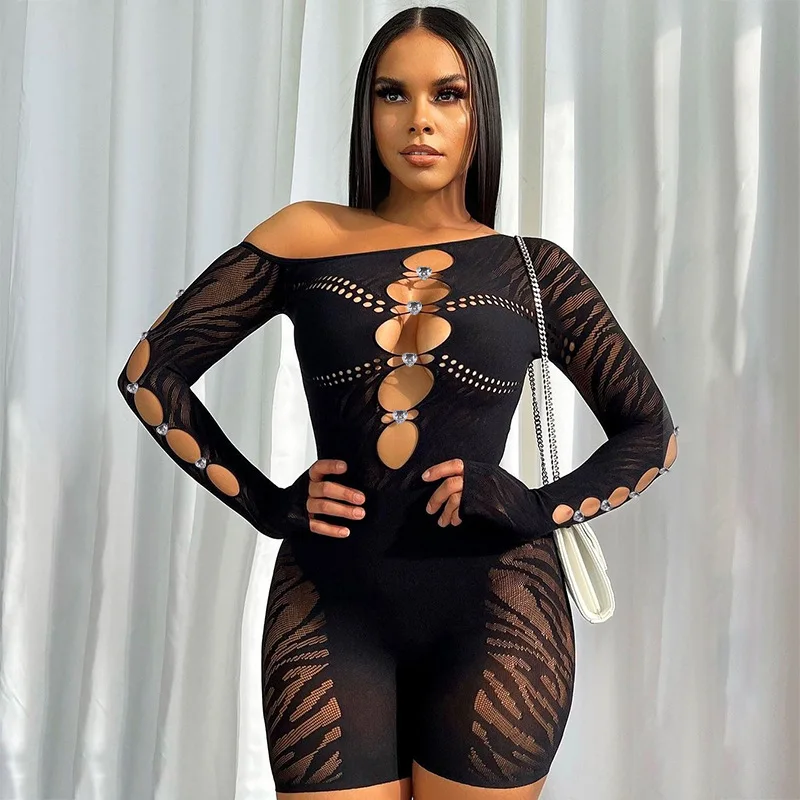 

Adogirl Diamonds Hollow Out Sexy Playsuits
