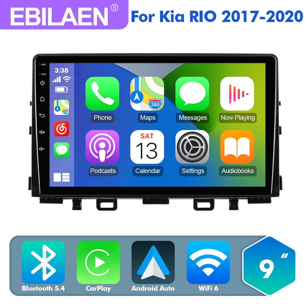 Reproductor Mp3 Rio EBILAEN Android 14 Radio de coche para Kia RIO Stonic YB 2017-2020 ...