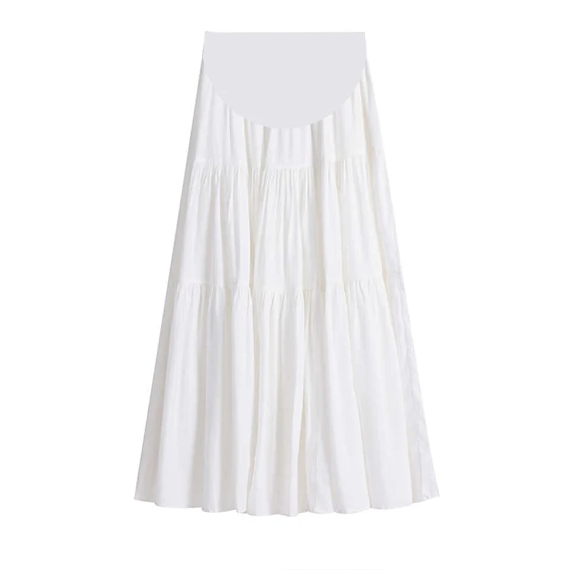 Pregnant Woman Skirts Summer Long Loose Design High Waist Patchwork Maternity Ball Gown Skirt Tall Pregnancy Pleated Skirts