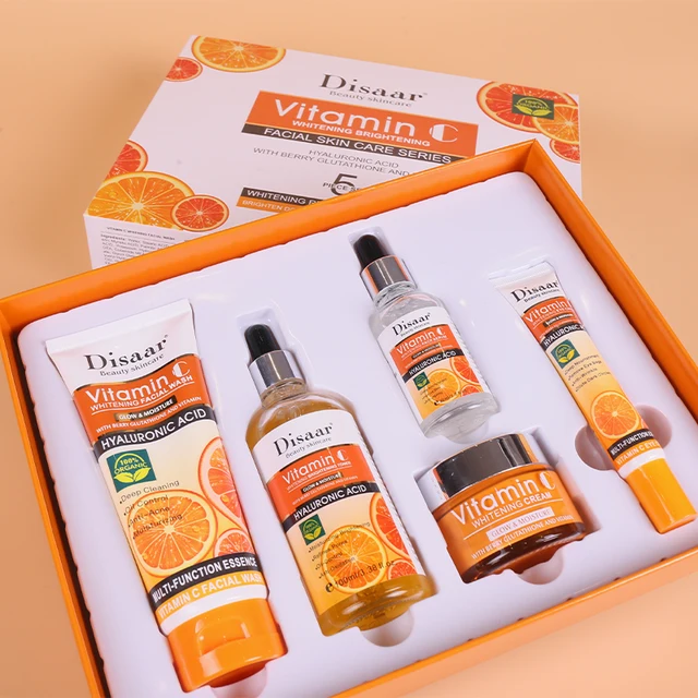 DissarVC Skincare 5-Piece Set Brightens Skin Tone Whitens Refreshes Balances Water Oil Lightens Spots  Facial products kit