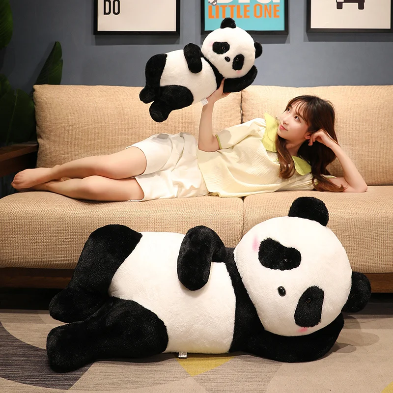 

55/70cm Lying Panda Plush Pillow Toy Cute Stuffed Animals Giant Panda Plushies Throw Pillow Cushion Soft Kids Toys for Girls