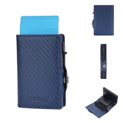 Baellerry Carbon Fiber RFID Anti - Theft Slim Card Holder Wallet (Blue)