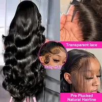 Perruques Lace Front Body Wave en Cheveux Humains, Densité 200, Perruques Frontales HD 13x6, Perruque Humaine Body Wave avec Baby Hair pour Femmes, Noir Naturel 4