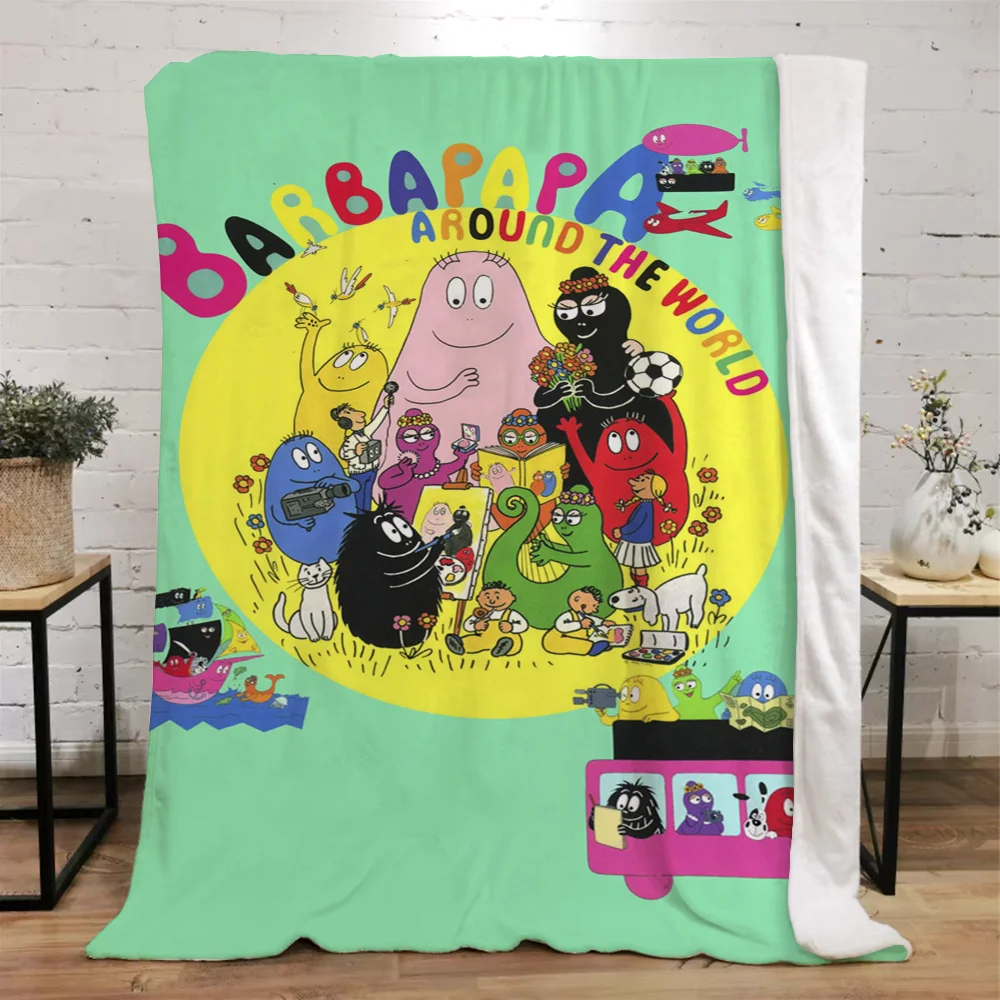 Les-Barbapapa Throw Blanket King Size Fluffy Plaid Throws Blankets for Sofa Luxury Bedding Beach Towel Home and Decoration Knee 3