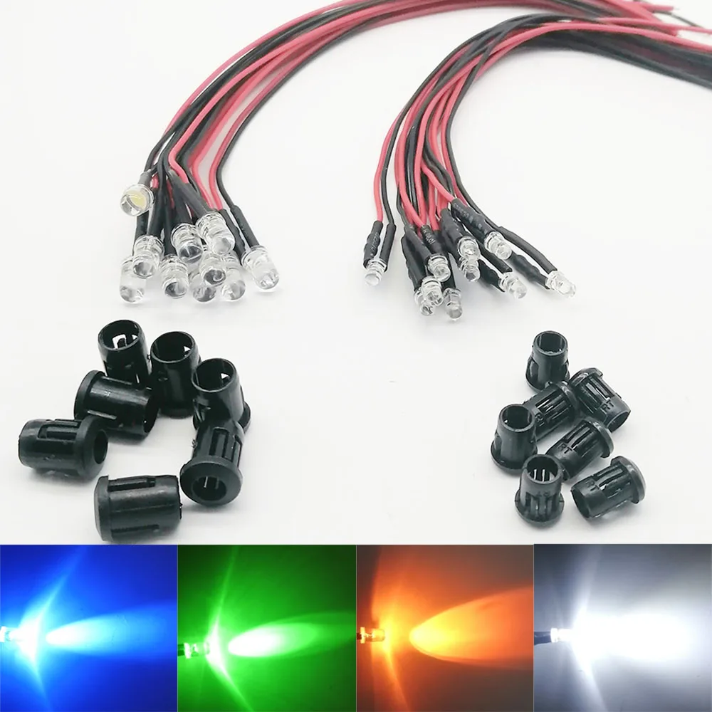 20-100 個透明 LED ダイオード DC3V 5V 12V 24V 3MM 5MM 10MM 赤