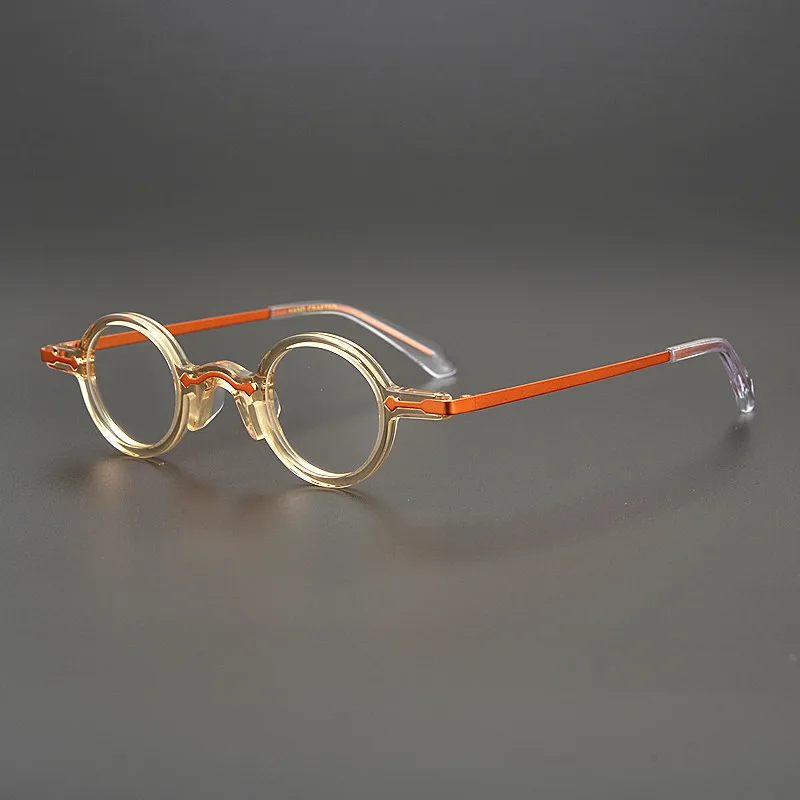 Occhiali Retrò Rotondi In Metallo Acetato - Montatura Vintage, Lenti Anti Luce Blu - Foto 3