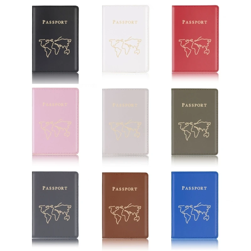 

PU Leather Passport Cover Holder Hot Stamping Map for Women Men Lover Couple Travel Fashion Weddings Gift 066F