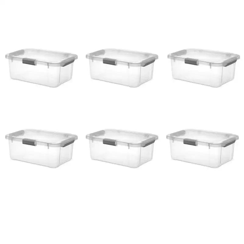 

20 Qt HingeLID Storage Box Plastic, Flat Gray, Set of 6