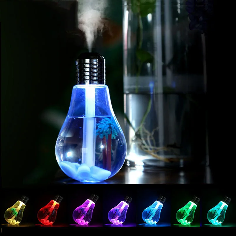 Colorful Light Bulb Humidifier Usb Night Light Desktop Led Lights Home Bedroom Office Study Car Air Humidifier Ambience