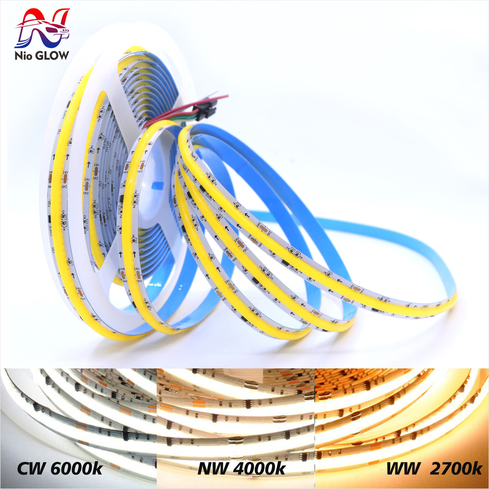 FCOB SPI CCT IC LED-lichtstrip WS2811 Adresseerbaar 360 LED's 2700K tot 6500K 10 mm DC24V Flexibele FOB COB-verlichting met hoge