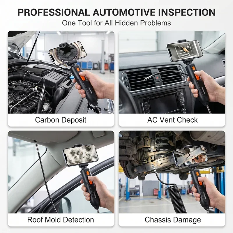 360° Type-C Articulating 4K UHD Endoscope Camera Borescope Car Inspection Industrial Endoscope For IOS Android Auto Repair 3