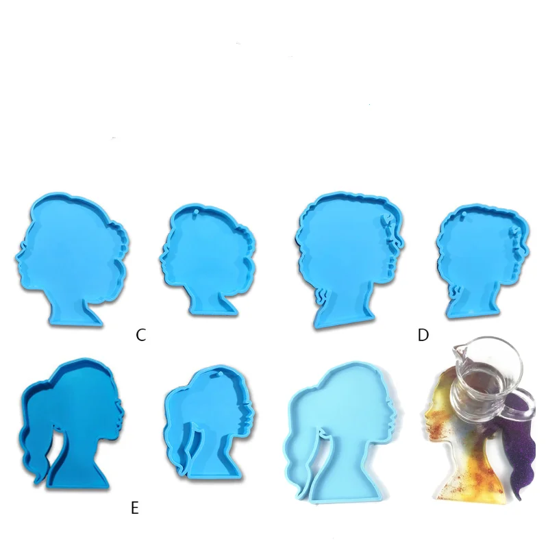 

2PCS Human for Head Series Epoxy Resin Mold Keychain Coaster Pendant Silicone Mould DIY Crafts Jewelry Casting Tool