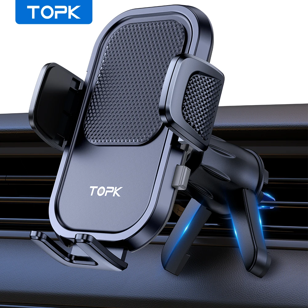 TOPK Car Phone Holder Vent Phone Mount Cell Phone Air Vent Clip Holder Thick Case Friendly for iPhone 15 14 13 12 Plus Pro Max