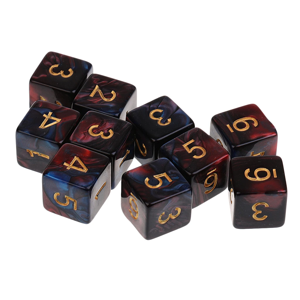

10pieces 6 Sided Dice D6 Polyhedral Dice for and Dragons Math Toy