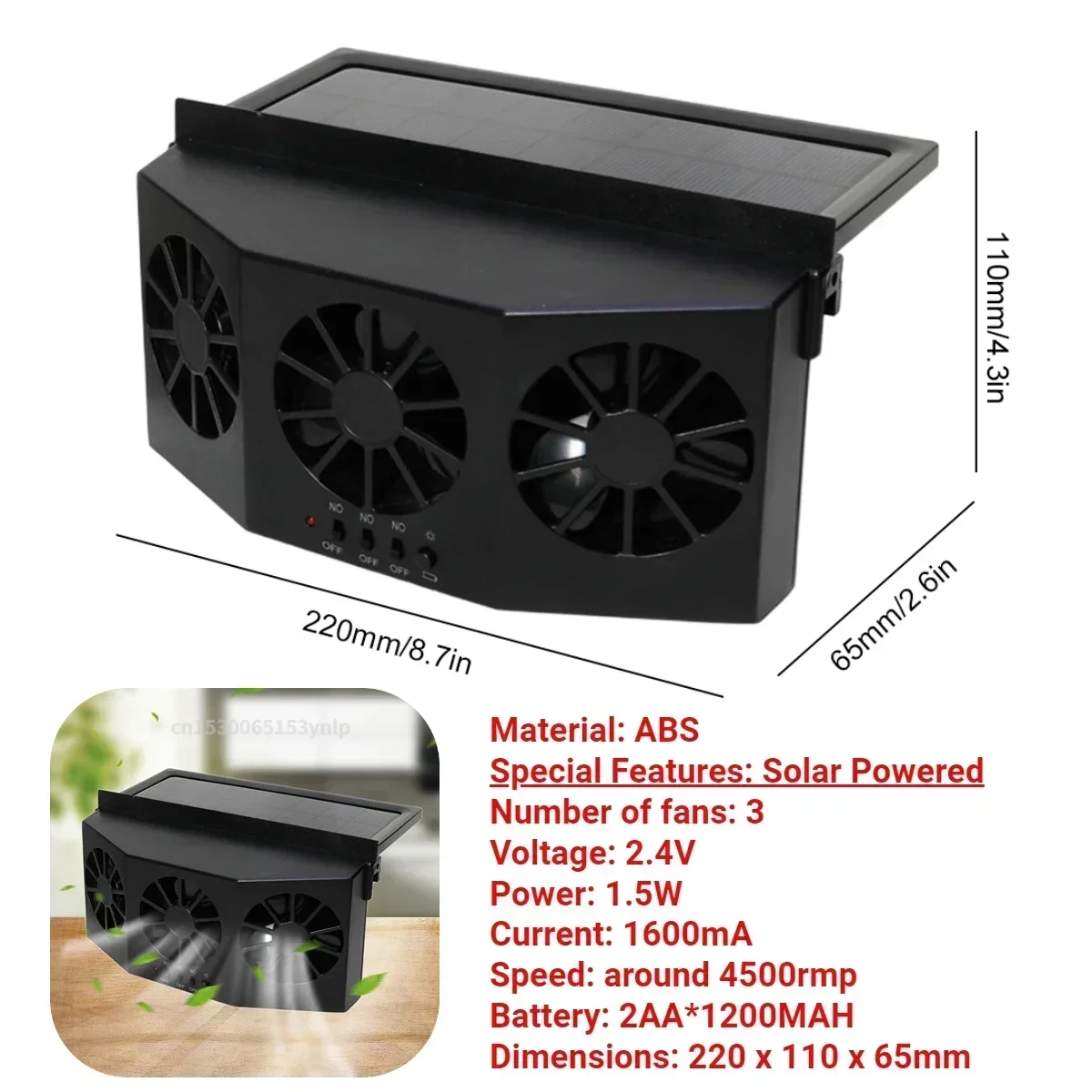 Black 3 Fan Solar
