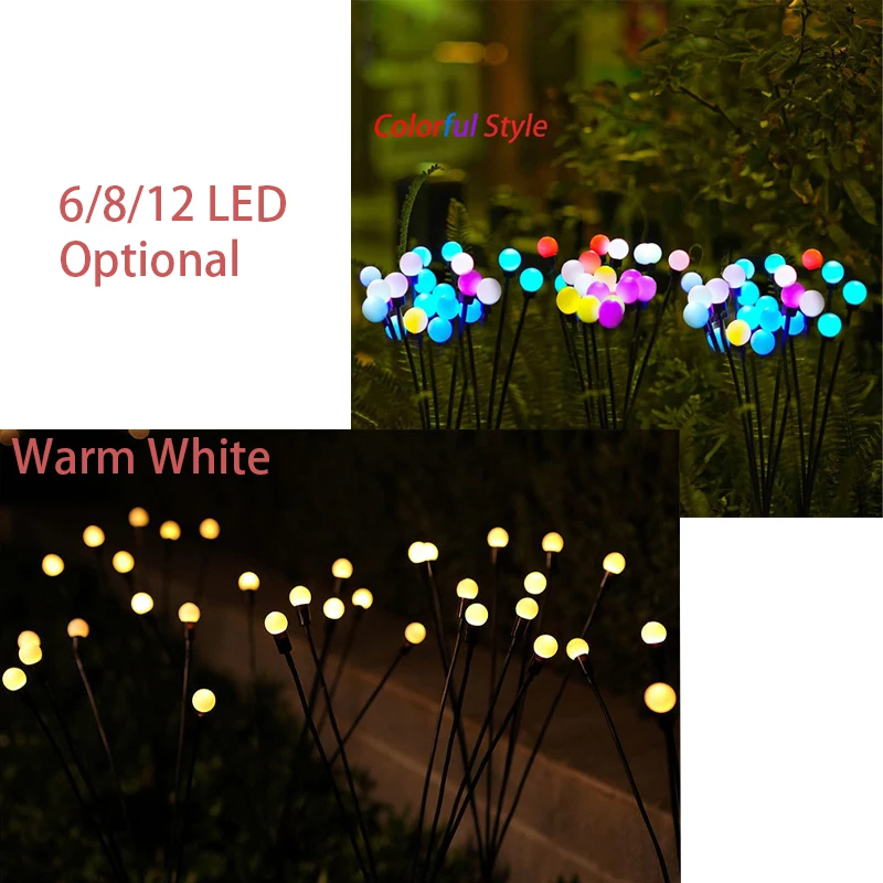 Solar LED Firefly Lights IP65 Outdoor Waterproof Lights Landscape Firefly Lawn Garden Decoration 8PACK Solar Lights Garden Light Solar Decoration Light