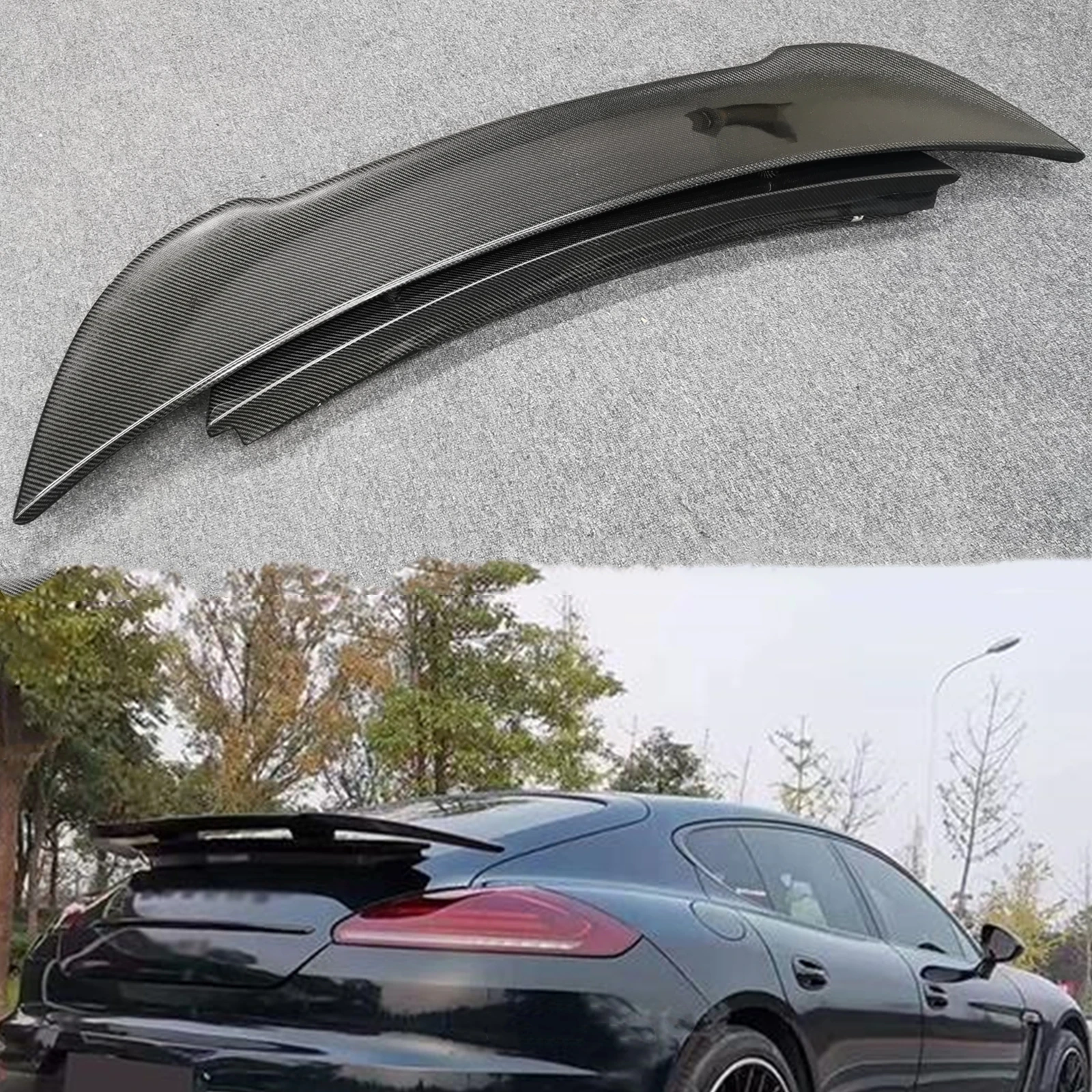 

Car Rear Roof Spoiler Wing Real Trunk Lid Cover Flap Splitter Lip Trim Carbon Fiber For Porsche Panamera 970.2 2014-2016