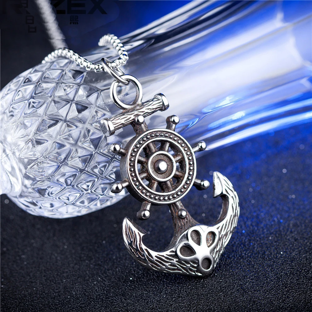 

Vintage Viking Compass Pendant Necklace Men's Stainless Steel Viking Anchor Pendant Punk Hip Hop Fashion Jewelry Gift Wholesale