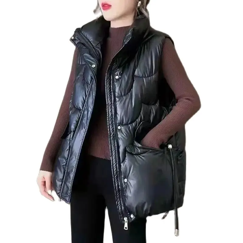 

2023 New Down Cotton Vest Women Autumn Winter Short Loose Casual Waistcoat Womens Fashion Large Size Sleeveless Jacket Top