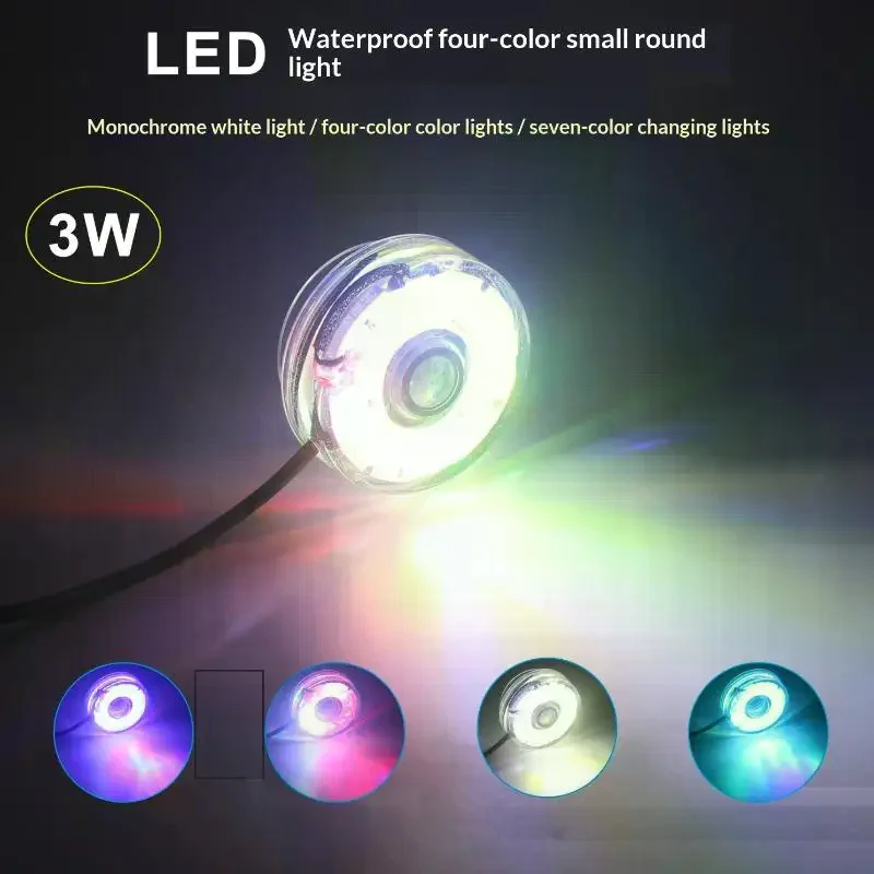 1Pcs DC 방수 라운드 램프 USB LED 조명 물고기 탱크 풀 정원 수족관 장식 조명을위한 구멍이있는 다채로운 빛