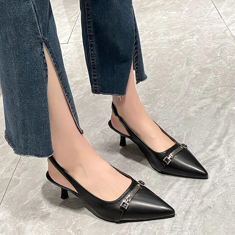 New Luxury Sandals Women Designers Summer High Heel Sandals Buckle Punk Style Stiletto Pointed Toe Sexy Fashion Women's Shoes