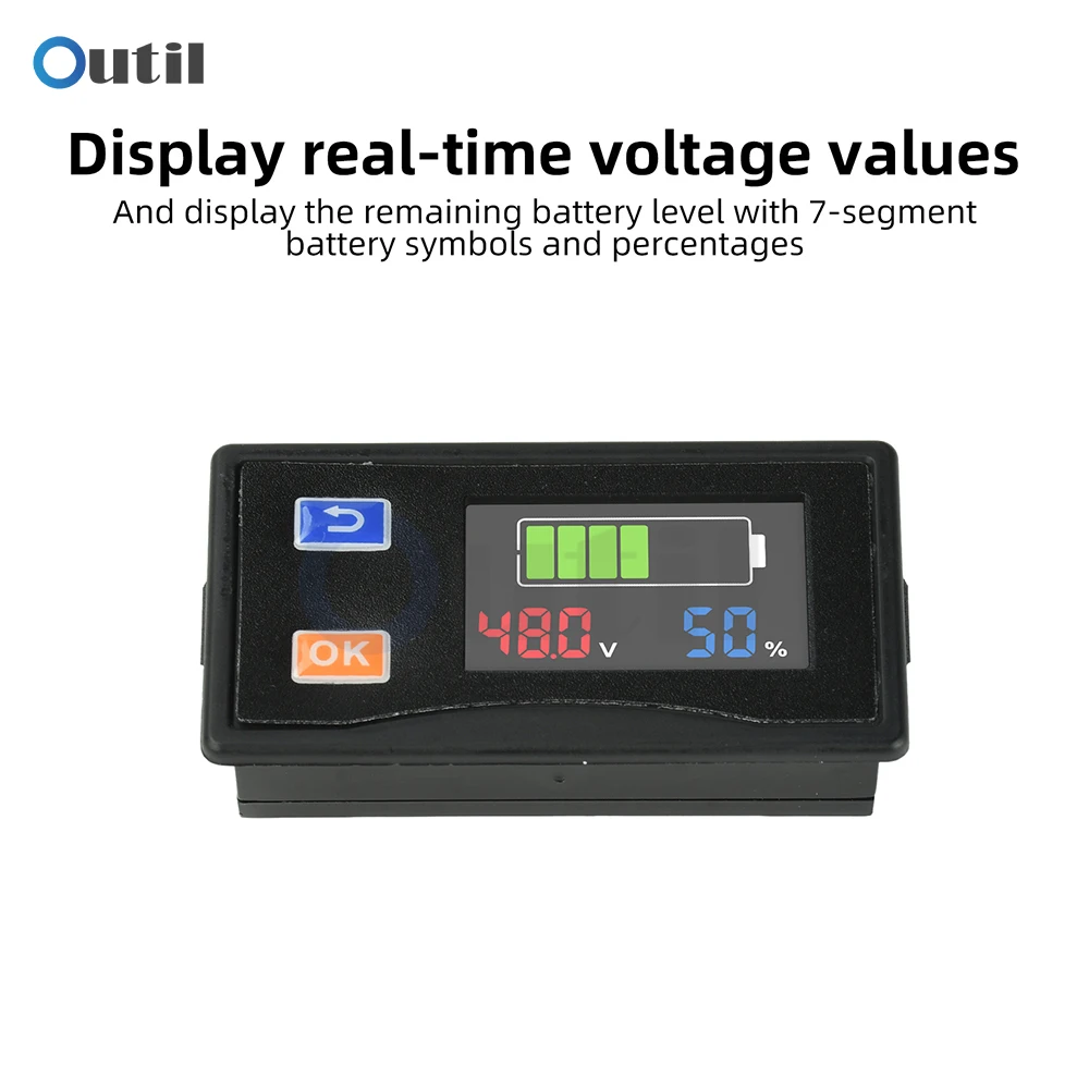 Indicatore di Tensione della Batteria con Display LCD, Ampio Range di Ingresso 9-120V, Visualizzazione in Tempo Reale per Batterie Acido, Li-ion, LiFePO4 - immagine 3