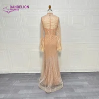 فساتين سهرة مطرزة بأكمام طويلة ورقبة عالية وزفاف عربي أنيق فساتين حفلات رسمية ريش دبي عارية فاخرة 1