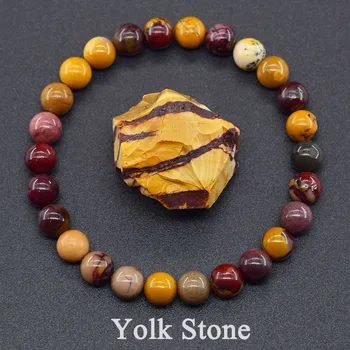 Natural Stone Mookaite Egg Yolk Round Bead Man Bracelet for Women Real Yolk Stone Bracelet Couple Jewelry Gift Pulsera Wholesale