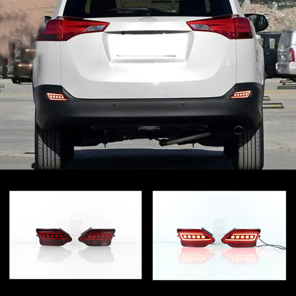 

2Pcs Red Lens LED Rear Bumper Turn Signal Lamp Tail Driving Braking Light For RAV4 2013 2014 2015 LED Brake Light