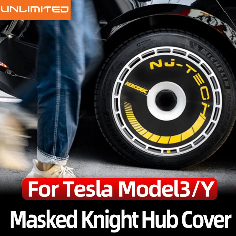 

For Tesla Model 3 Car 18-Inch masked knight Hub cap Model Y 19-In Wheel Hub cap sticker Kit modification Decoration Accessories