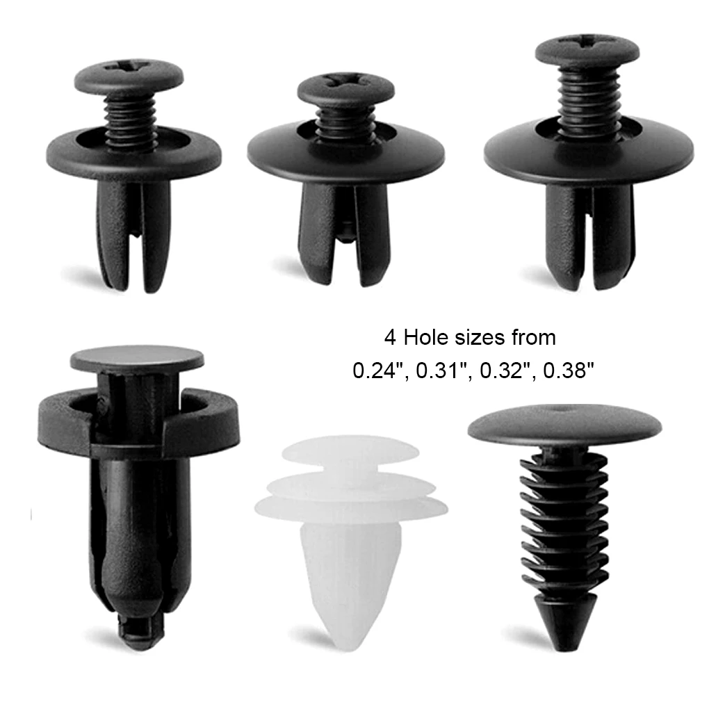 100pcs 6 크기 자동 자동차 패스너 클립 리테이너 리벳 패널 미니 R53 닛산 Navara D40 Dacia Spring Vw Up Sportage