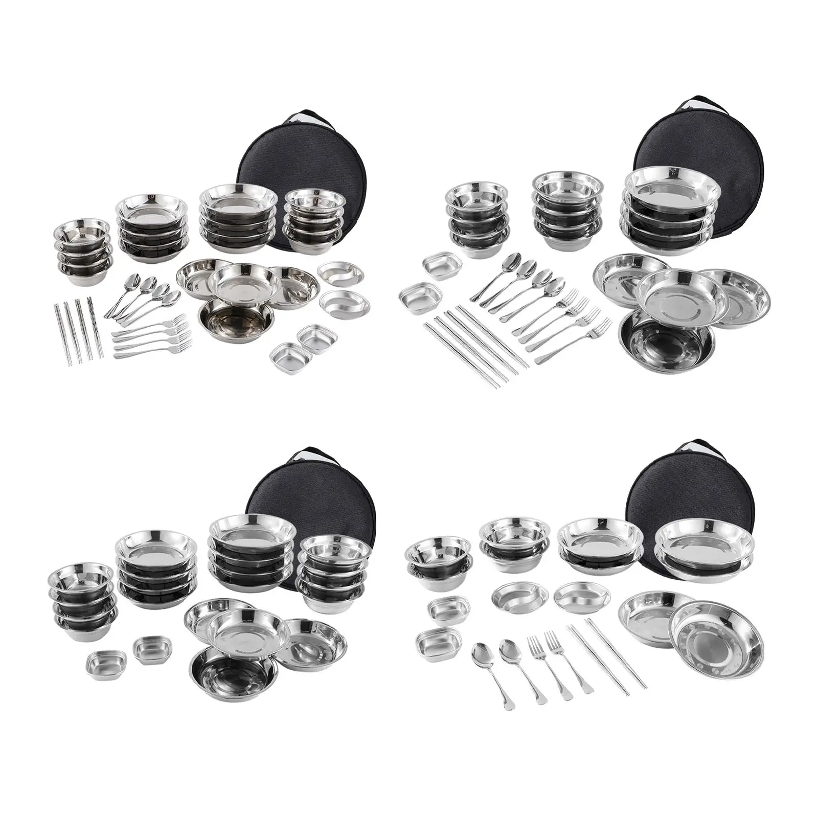 Stainless Steel Plates and Bowls Camping Set Camping Cutlery Set Tableware