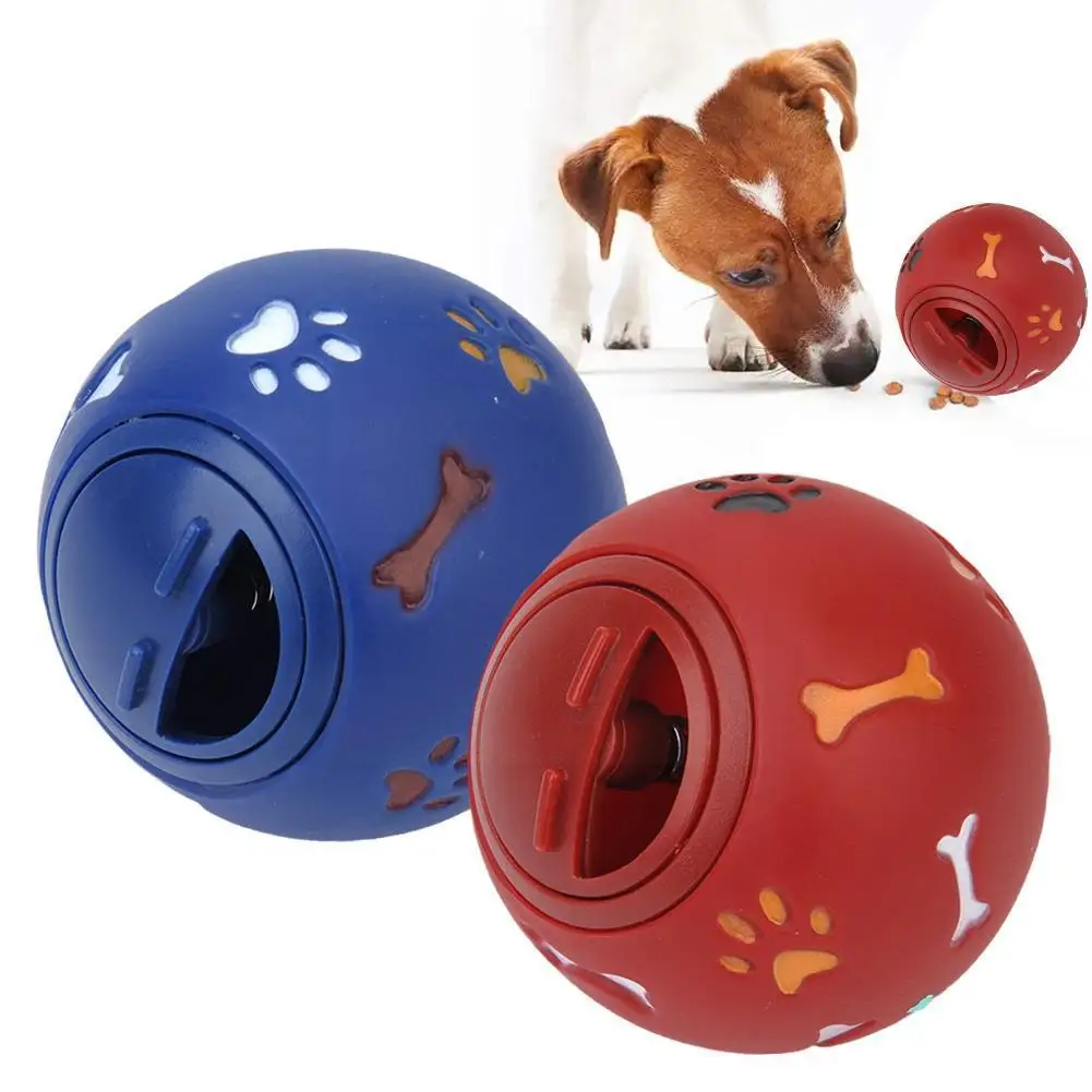 

1PCS Dog Toy Rubber Ball Chew Dispenser Leakage Food Training Interactive Pet Toy Blue Ball Play Teething Dental Red A6U3