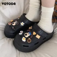  Summer Platform Slippers for Women Casual Beach Hole Slides Removable Charm Cute Thick Bottom Non-slip Flip Flops Clogs Mujer 