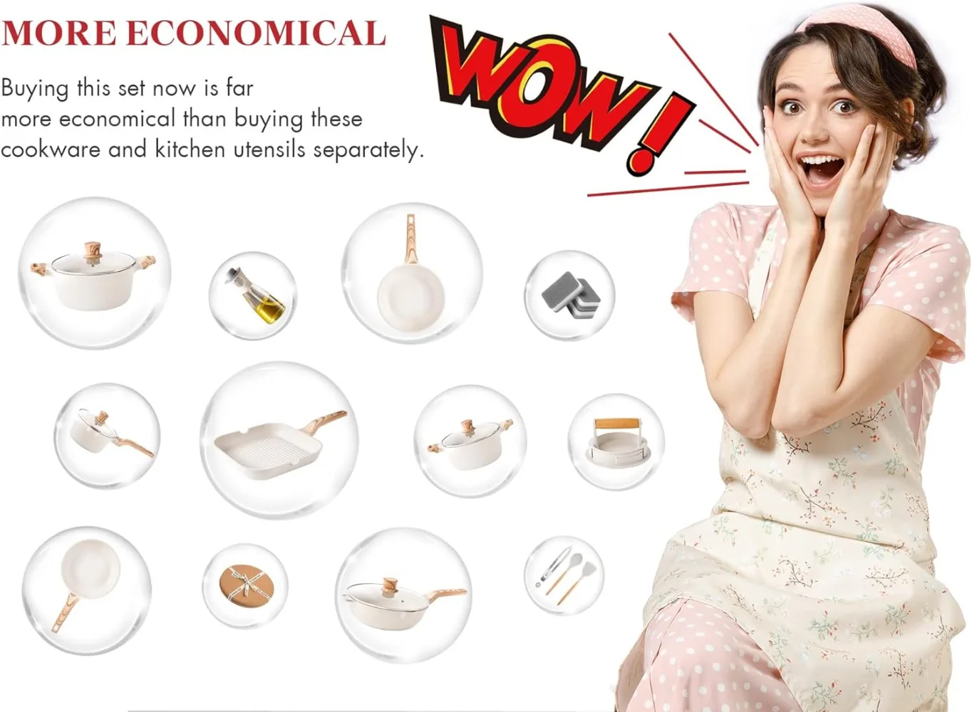 Nonstick Granite Stone Cookware Sets Induction casseroles & Saucepan & Frying Pans for Cooking PFOS PFOA Free Grill Pan Gray