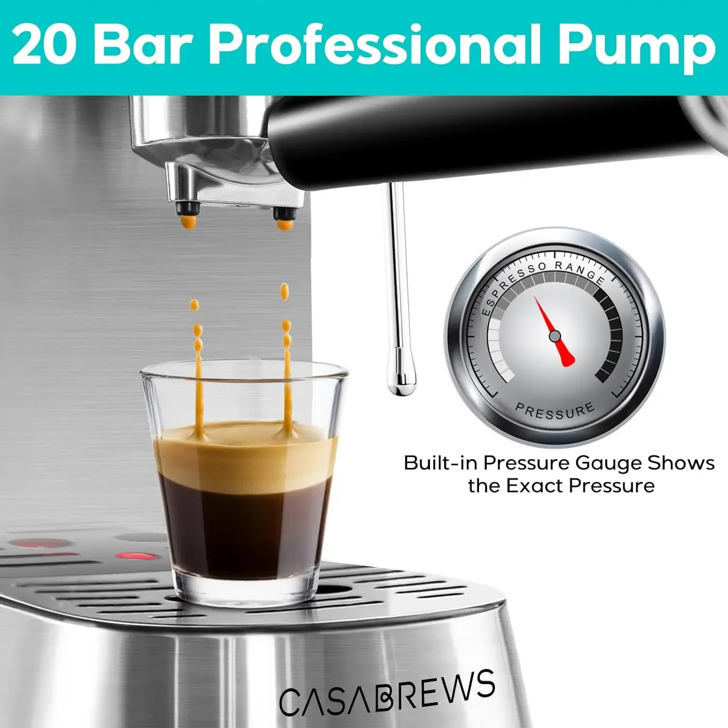 NEW Espresso Machine 20 Bar, Professional Espresso Maker with Milk Frother Steam Wand, Compact Coffee Machine