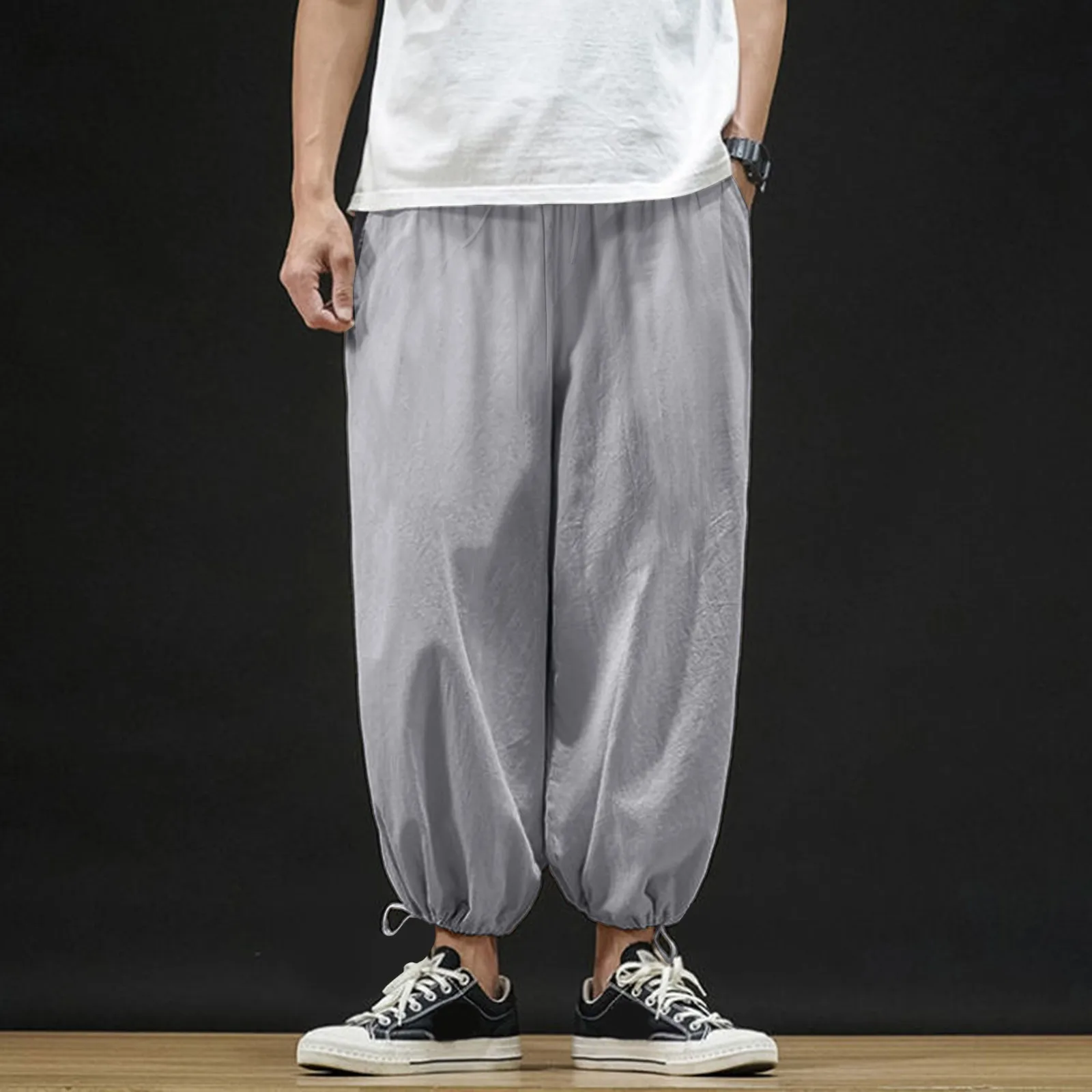 Men Casual Pants  Fashion Casual Solid Harem Cotton Drawstring Gym Work Trousers Pantalones Baggy Sweatpants Man Y2k Clothing