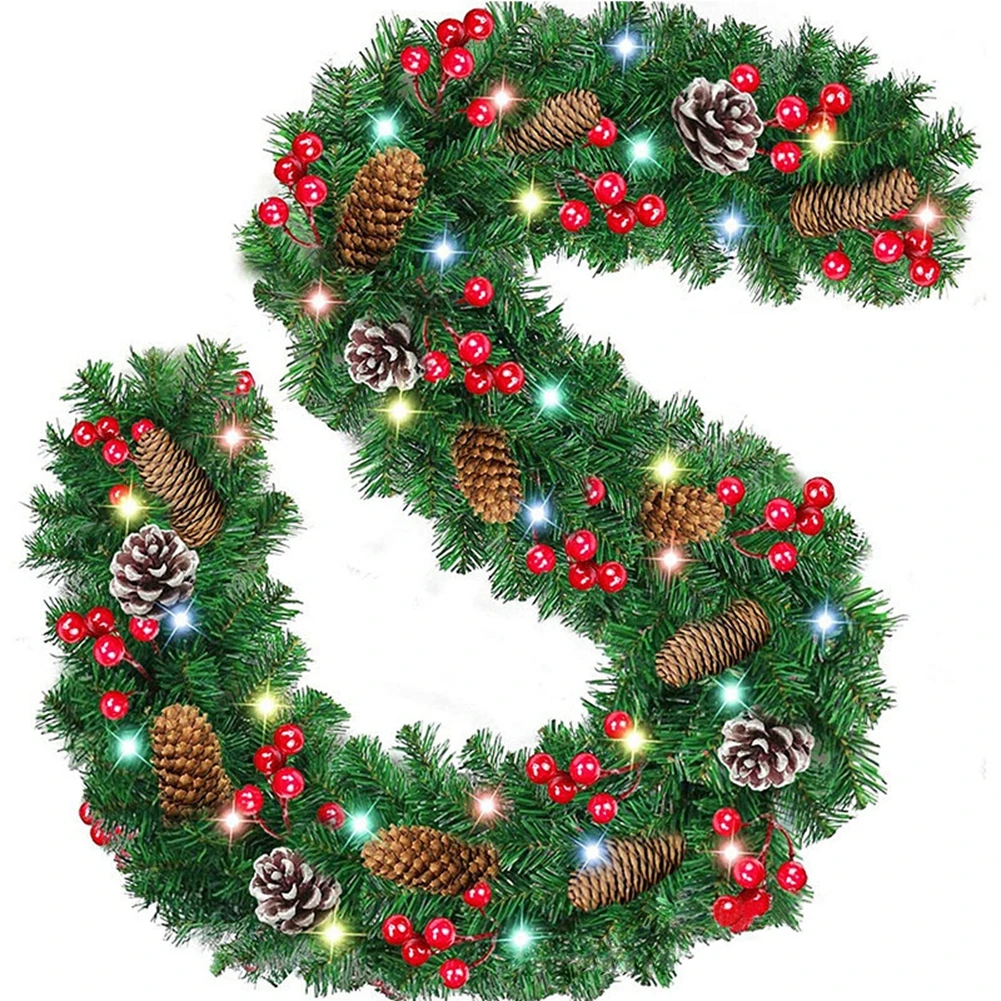 

2.7M Rattan Artificial Plant Christmas Garland With Lights Garden Arch Home Decoration DIY Wreath Vine Window Hanging Ornament