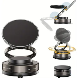 Versatile Magnetic Phone Holder with 360° Adjustable Suction Cup (Black)
