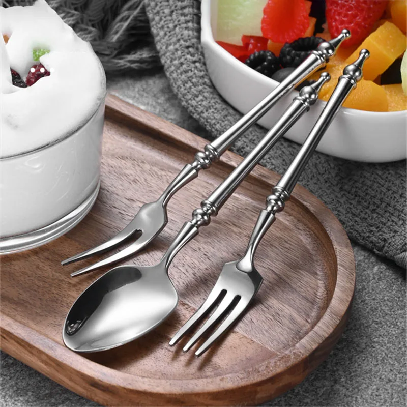 Slim 304 Stainless Steel Cutlery Set French Dinnerware Clamp Western Table Knife Fork Tea Spoon Flatware Festival Decor cutlery set western style cutlery set picnic cutlery set stainless steel cutlery set picnic tableware camping cutlery set