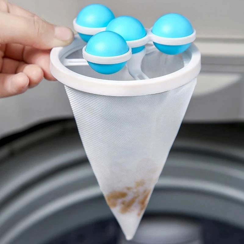 Washing Machine Hair Filter Floating Pet Fur Lint Hair Removal Catcher Reusable Mesh Dirty Collection Pouch Cleaning Balls Tools