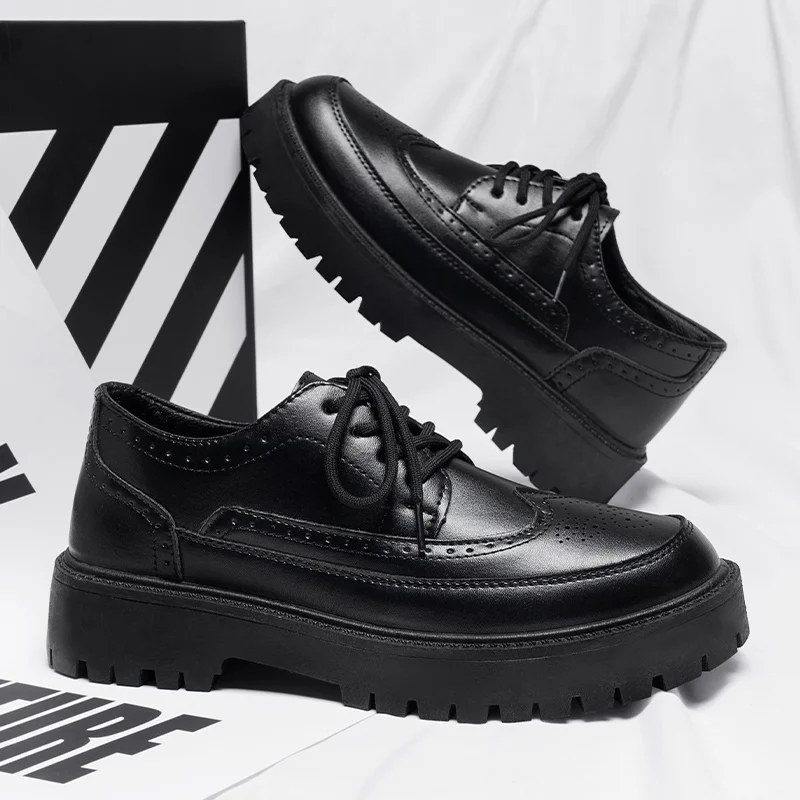 Men's Black Leather Formal Shoes Derby Male Wedding Party Office Business Shoe Man Normal Size