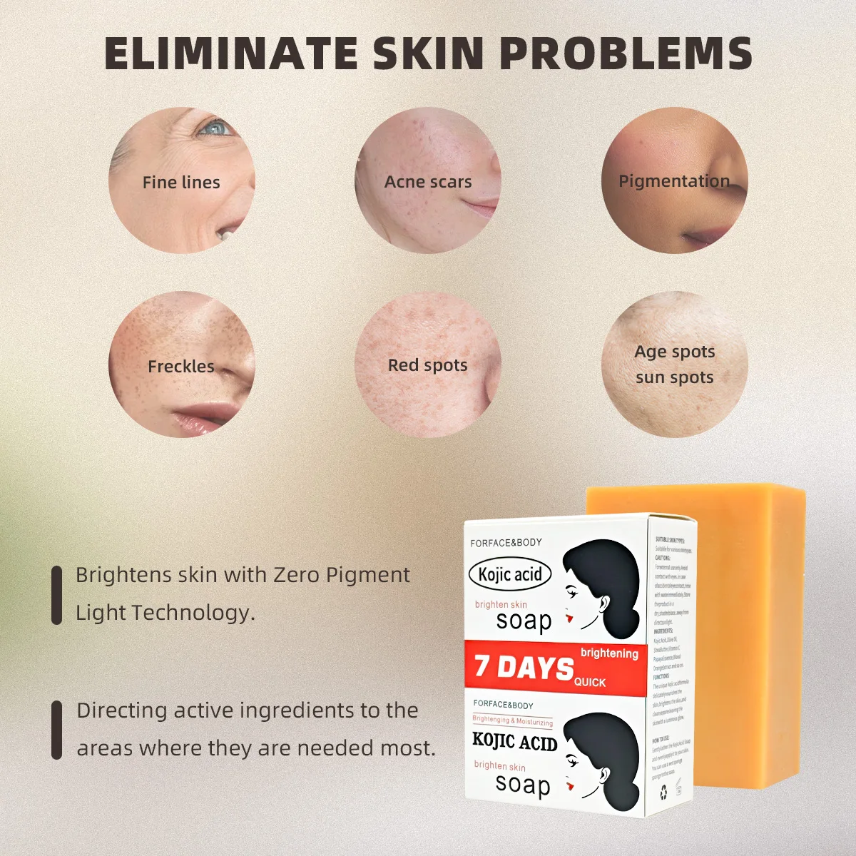 Oil-Control Acne Treatment Kojic Acid Whitening Soap Handmade Skin Care Deep Cleaning Temperate Moisturizing Cleansing 3