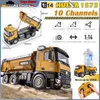 HuiNa 1573 1/14 RC Dump Truck 10-Channel 2.4G Alloy Remote Control Loader Truck  Engineering Vehicle RC Toy Gift for Boy 1